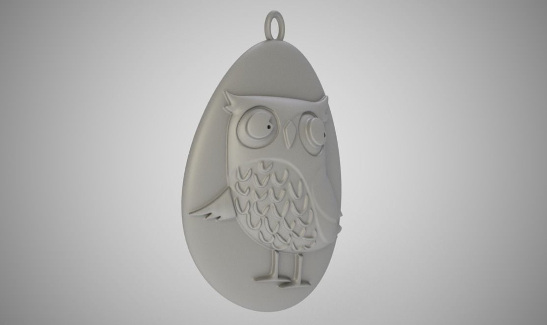 Rock Owl Necklace 3D print model_7