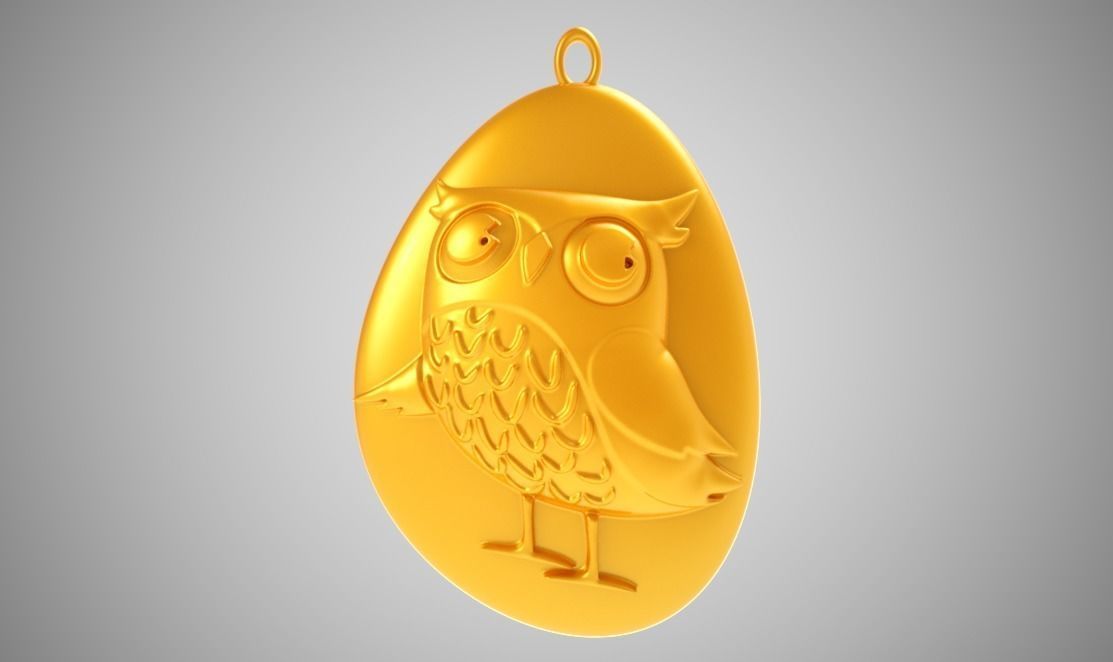 Rock Owl Necklace 3D print model_1