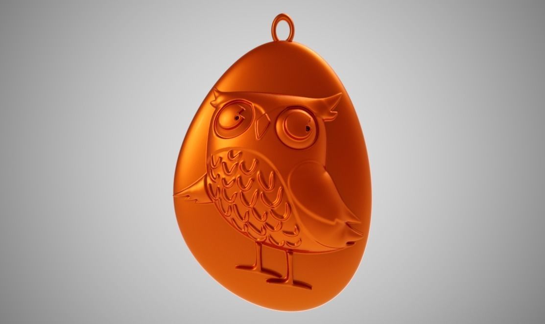 Rock Owl Necklace 3D print model_2