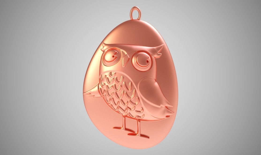 Rock Owl Necklace 3D print model_3