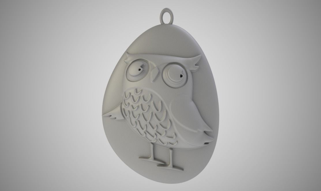 Rock Owl Necklace 3D print model_5