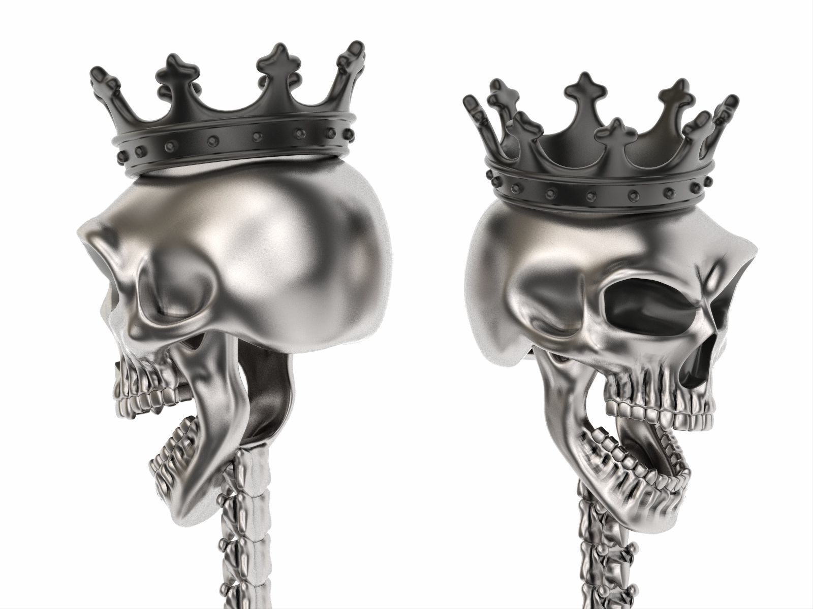 Jewelry skull pendant Skeleton key necklace Gothic biker jewelry 3D print model_3