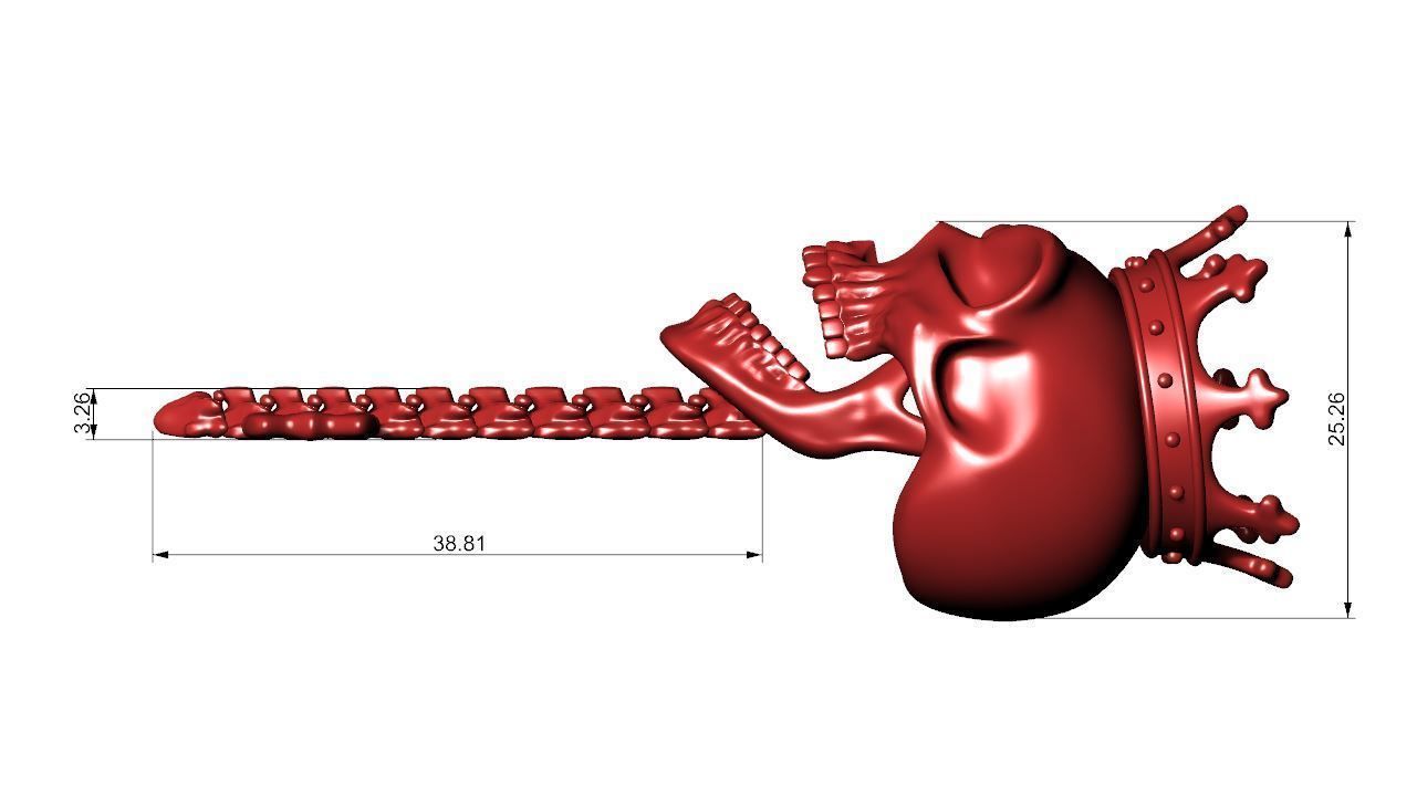 Jewelry skull pendant Skeleton key necklace Gothic biker jewelry 3D print model_5