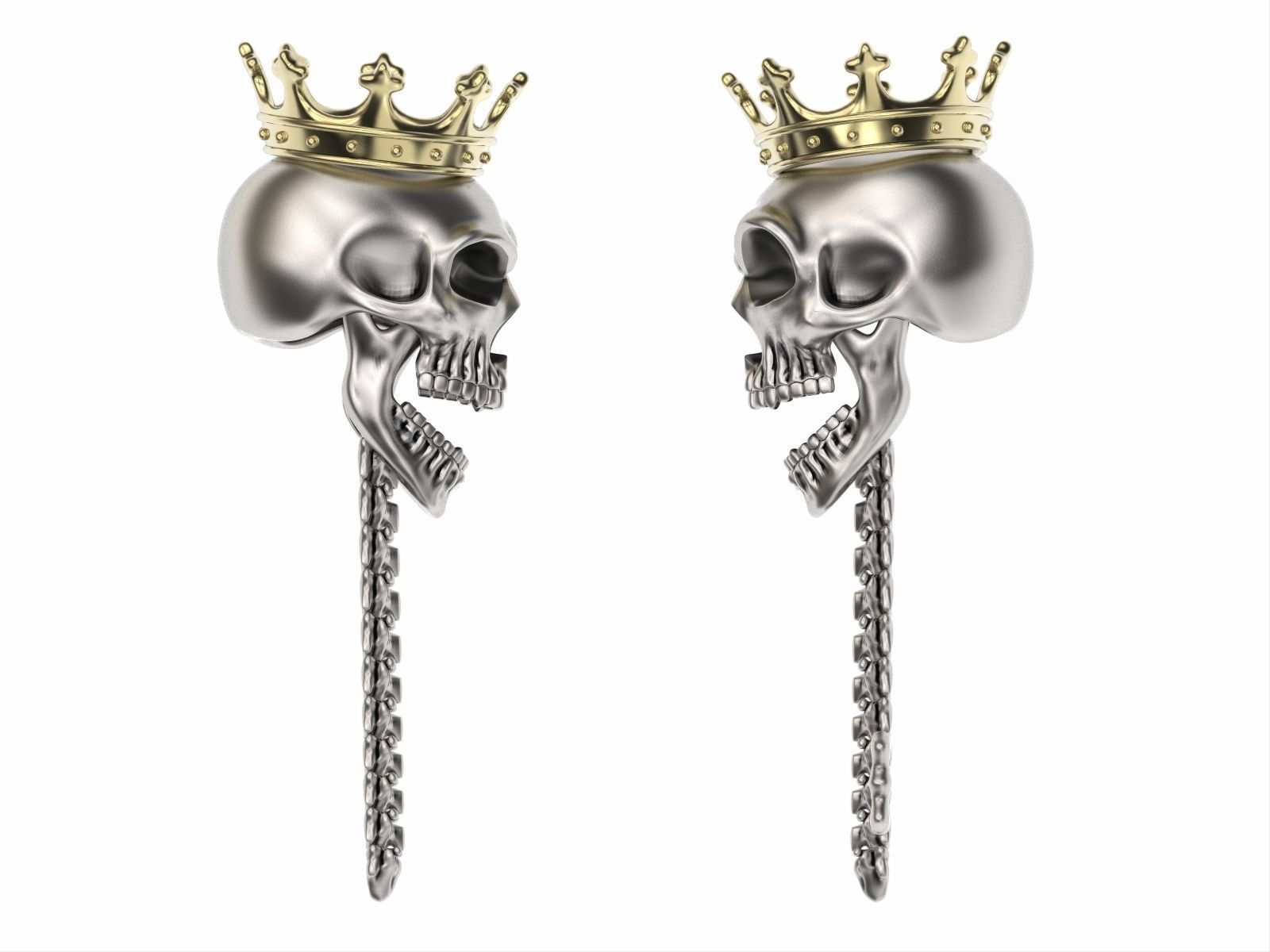 Jewelry skull pendant Skeleton key necklace Gothic biker jewelry 3D print model_13