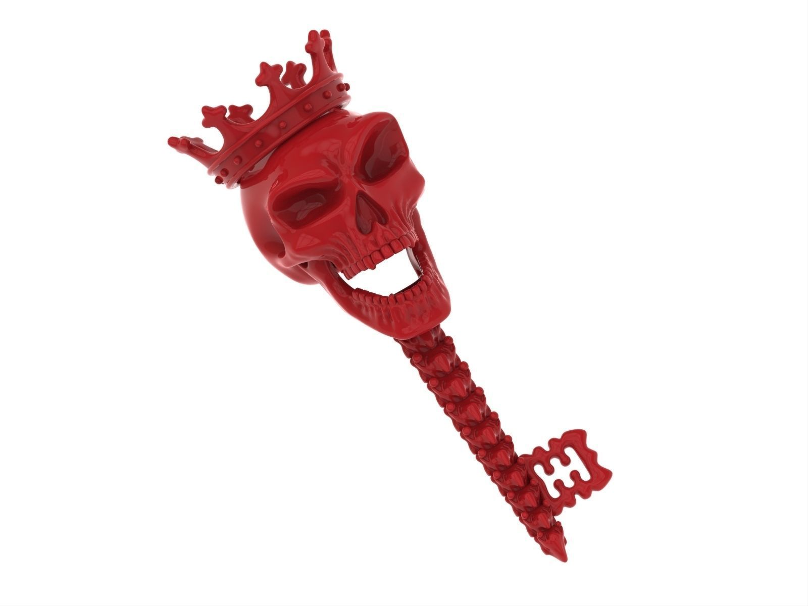 Jewelry skull pendant Skeleton key necklace Gothic biker jewelry 3D print model_15