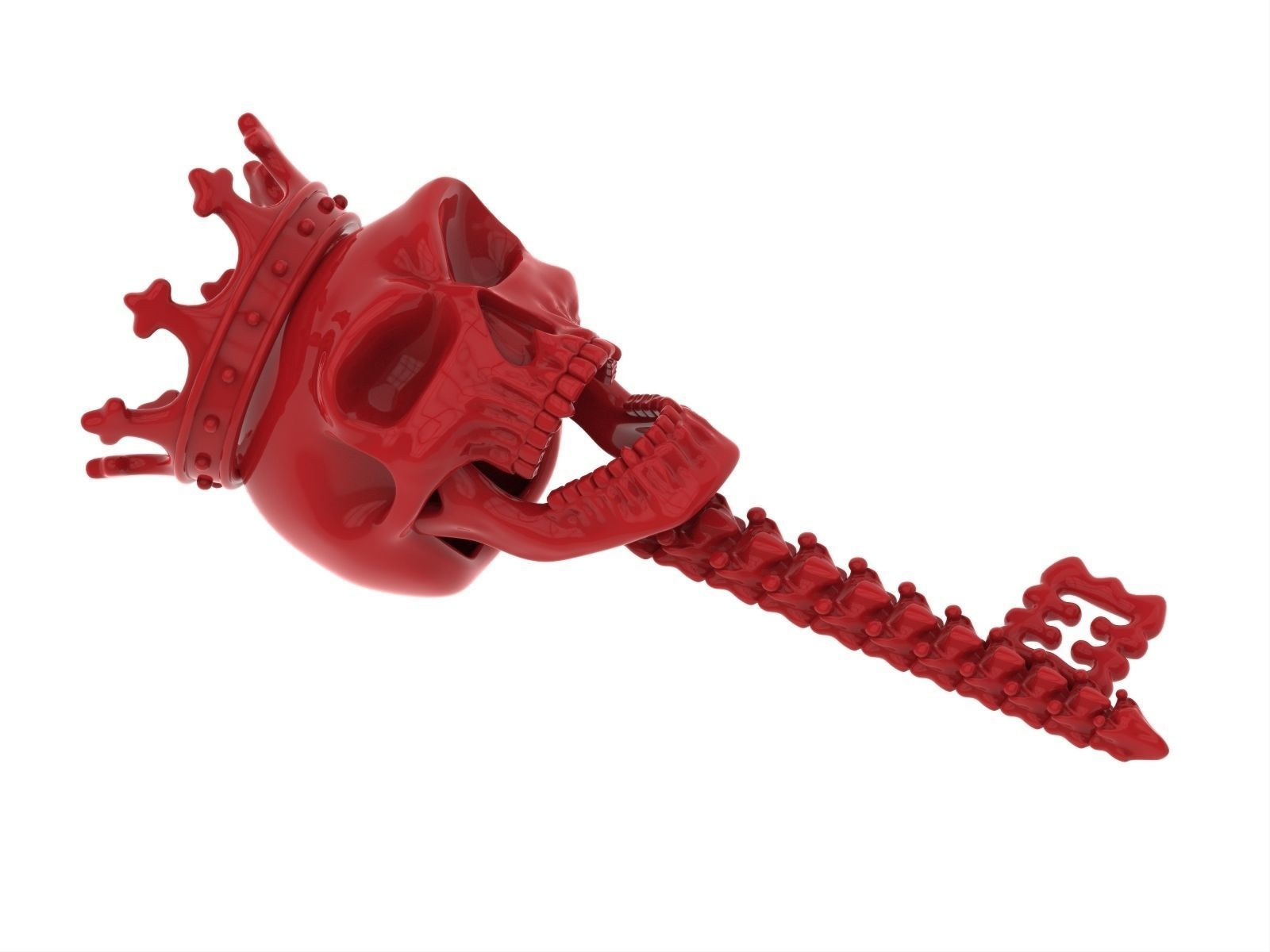 Jewelry skull pendant Skeleton key necklace Gothic biker jewelry 3D print model_16