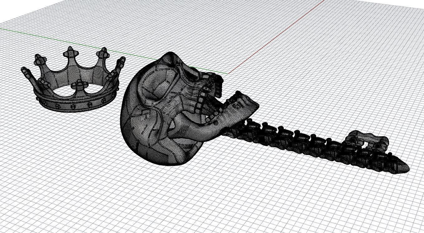 Jewelry skull pendant Skeleton key necklace Gothic biker jewelry 3D print model_8