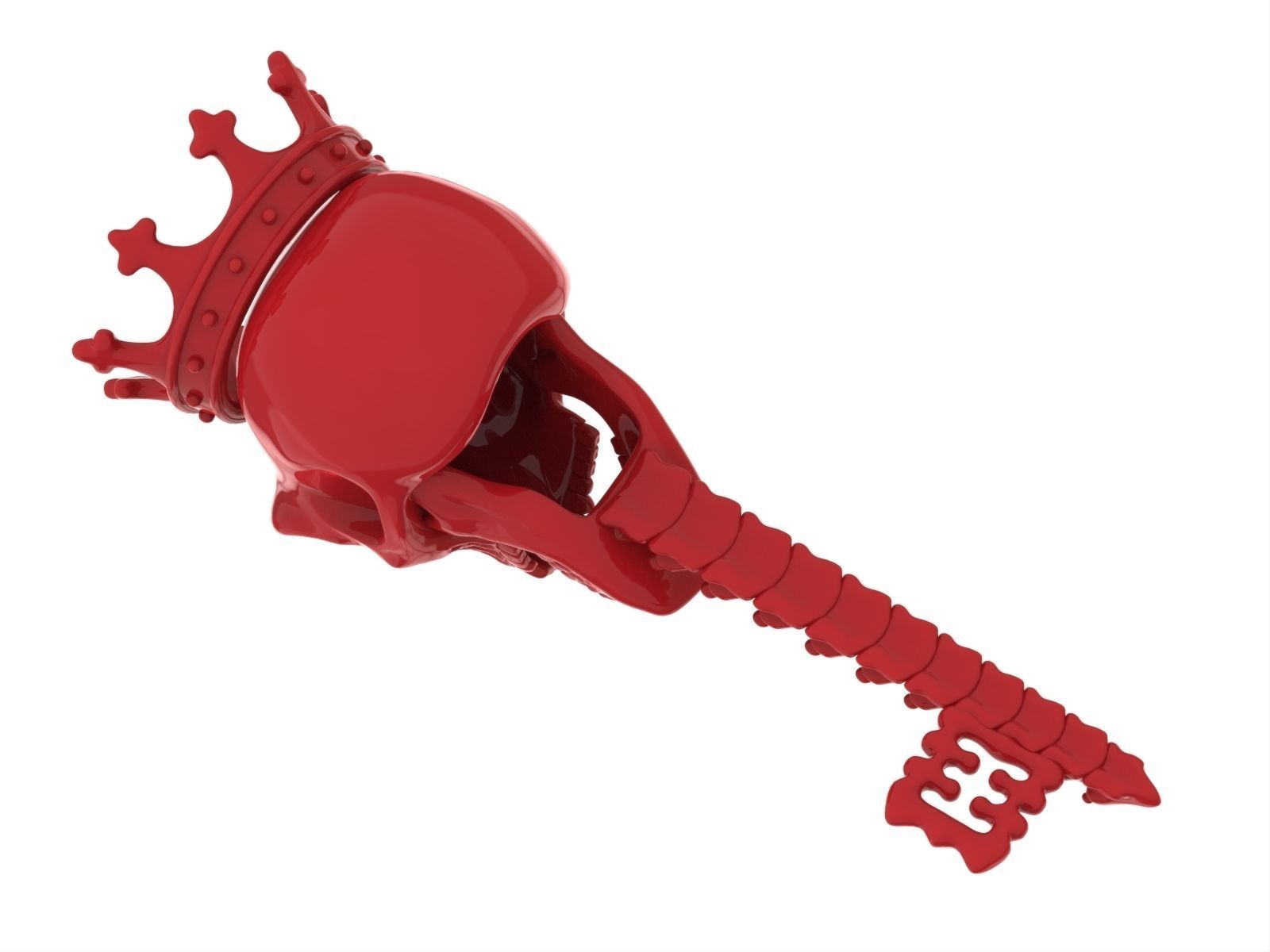 Jewelry skull pendant Skeleton key necklace Gothic biker jewelry 3D print model_17