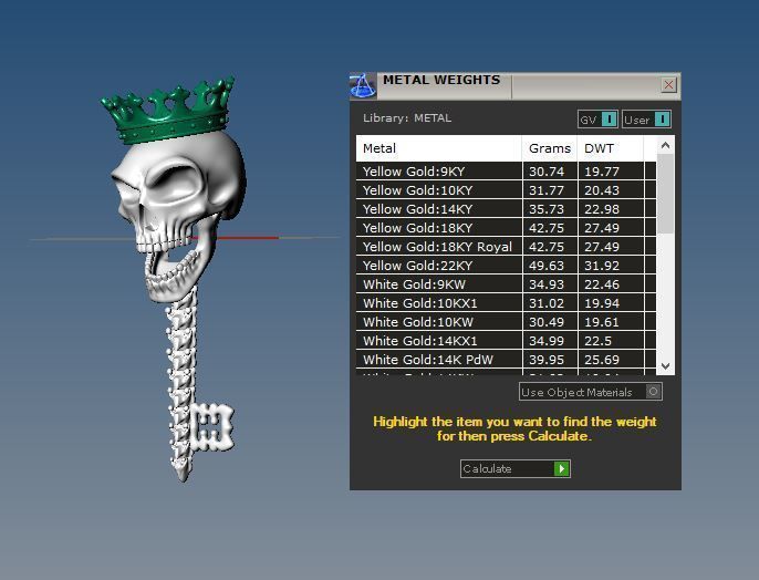 Jewelry skull pendant Skeleton key necklace Gothic biker jewelry 3D print model_7