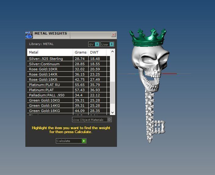 Jewelry skull pendant Skeleton key necklace Gothic biker jewelry 3D print model_6