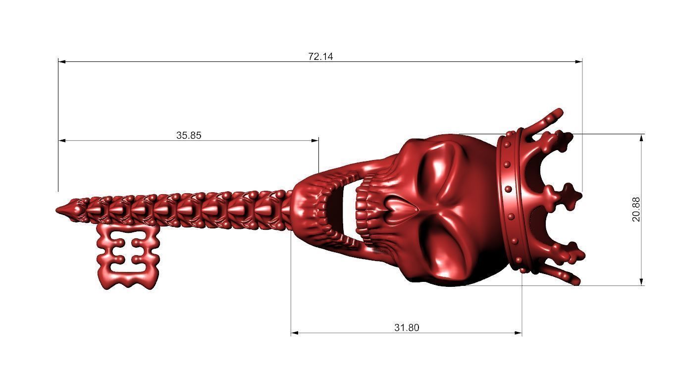 Jewelry skull pendant Skeleton key necklace Gothic biker jewelry 3D print model_4