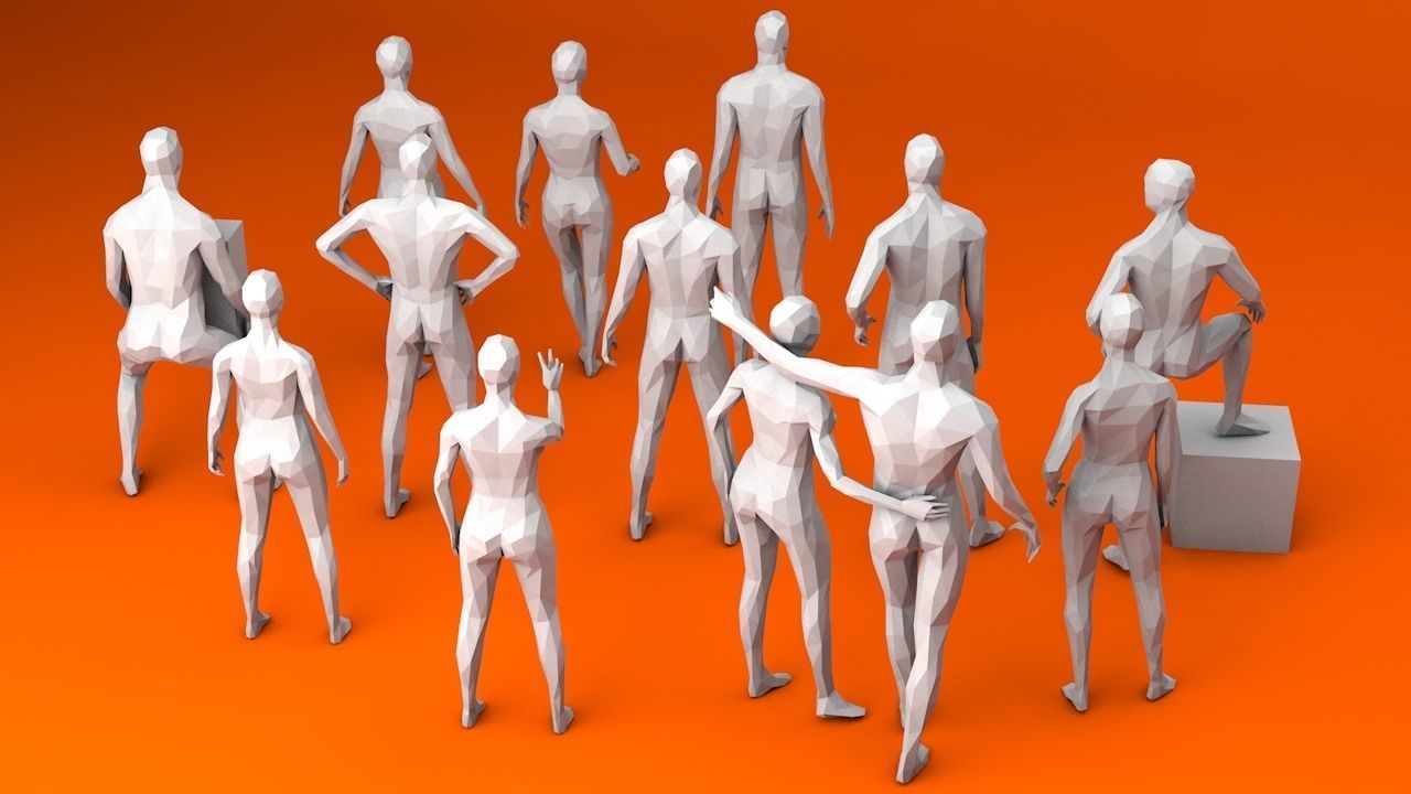 3D model 13 Standing People MInimalist VR / AR / low-poly | CGTrader