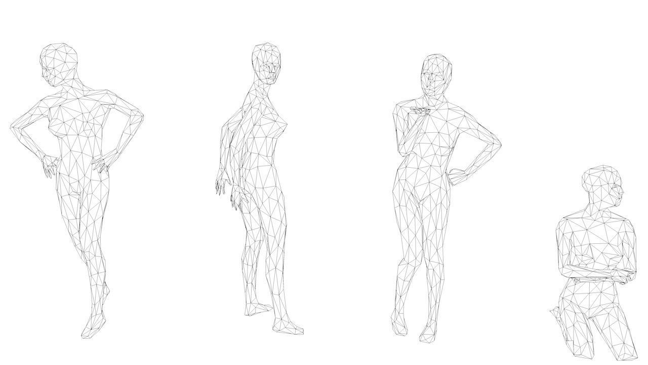 16 Sexy Women Lowpoly People Minimalist Low-poly 3D model_19