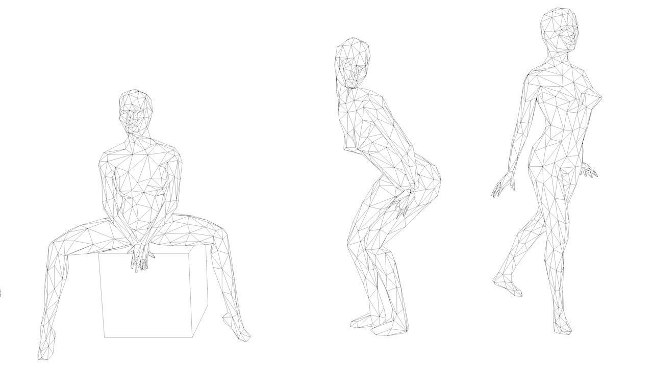 16 Sexy Women Lowpoly People Minimalist Low-poly 3D model_18