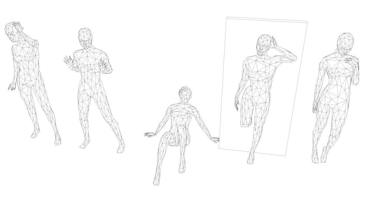 16 Sexy Women Lowpoly People Minimalist Low-poly 3D model_16