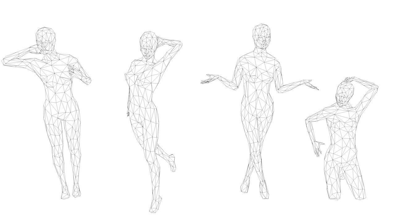 16 Sexy Women Lowpoly People Minimalist Low-poly 3D model_17