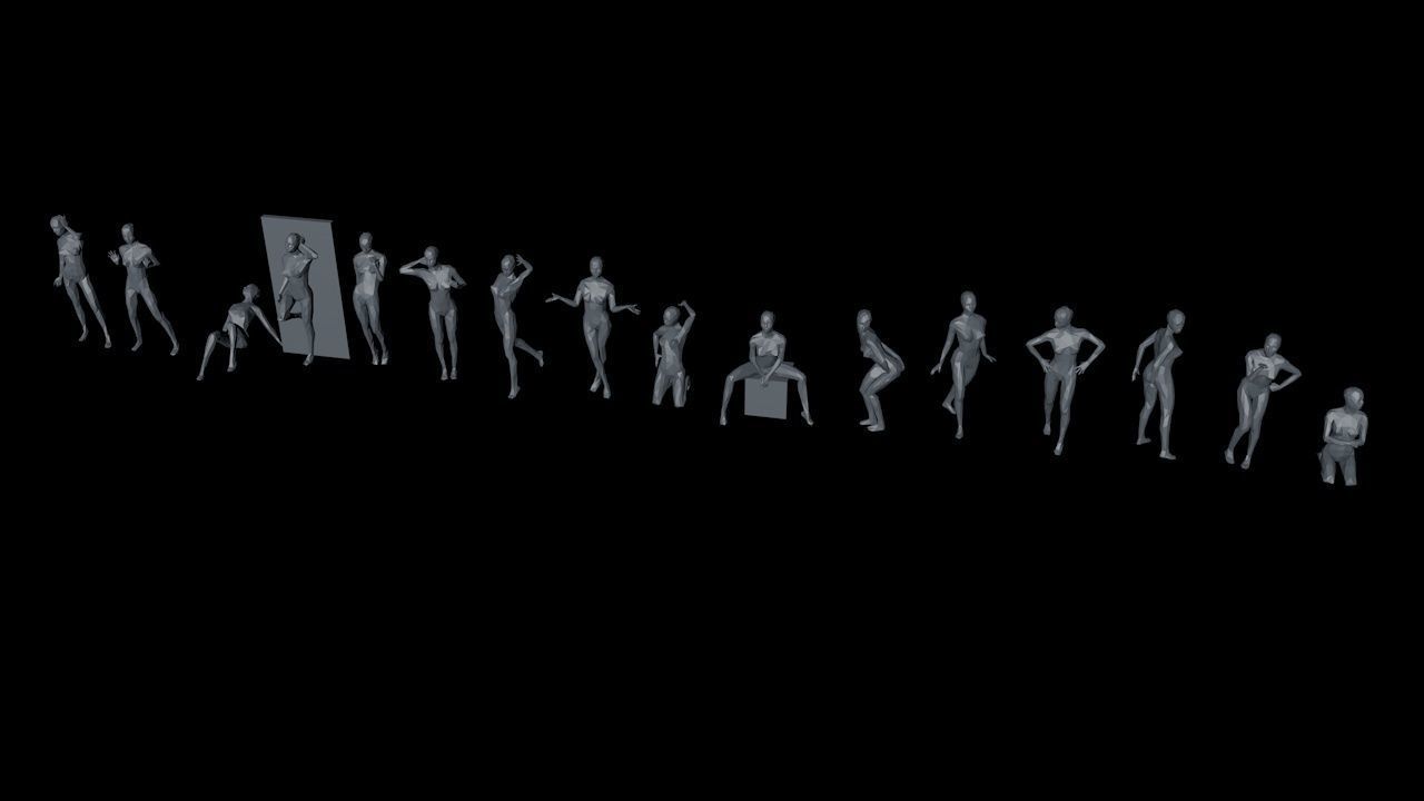 16 Sexy Women Lowpoly People Minimalist Low-poly 3D model_14