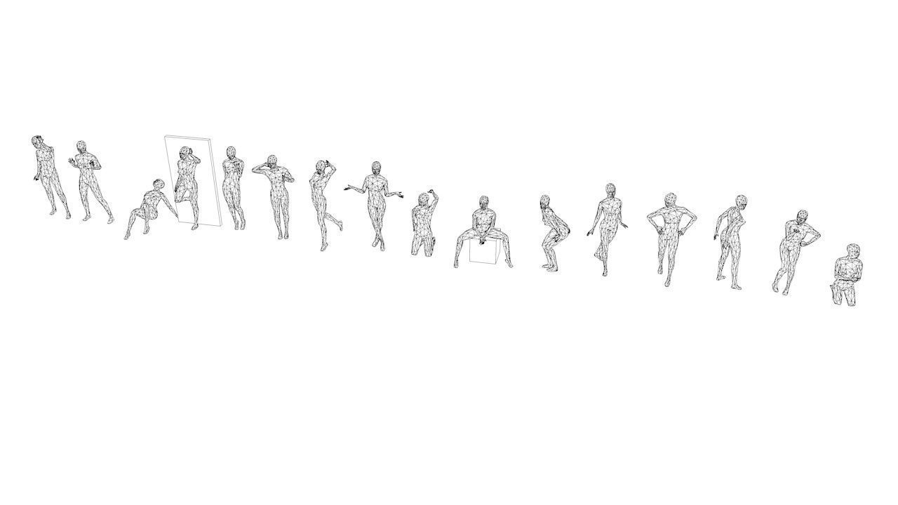 16 Sexy Women Lowpoly People Minimalist Low-poly 3D model_15
