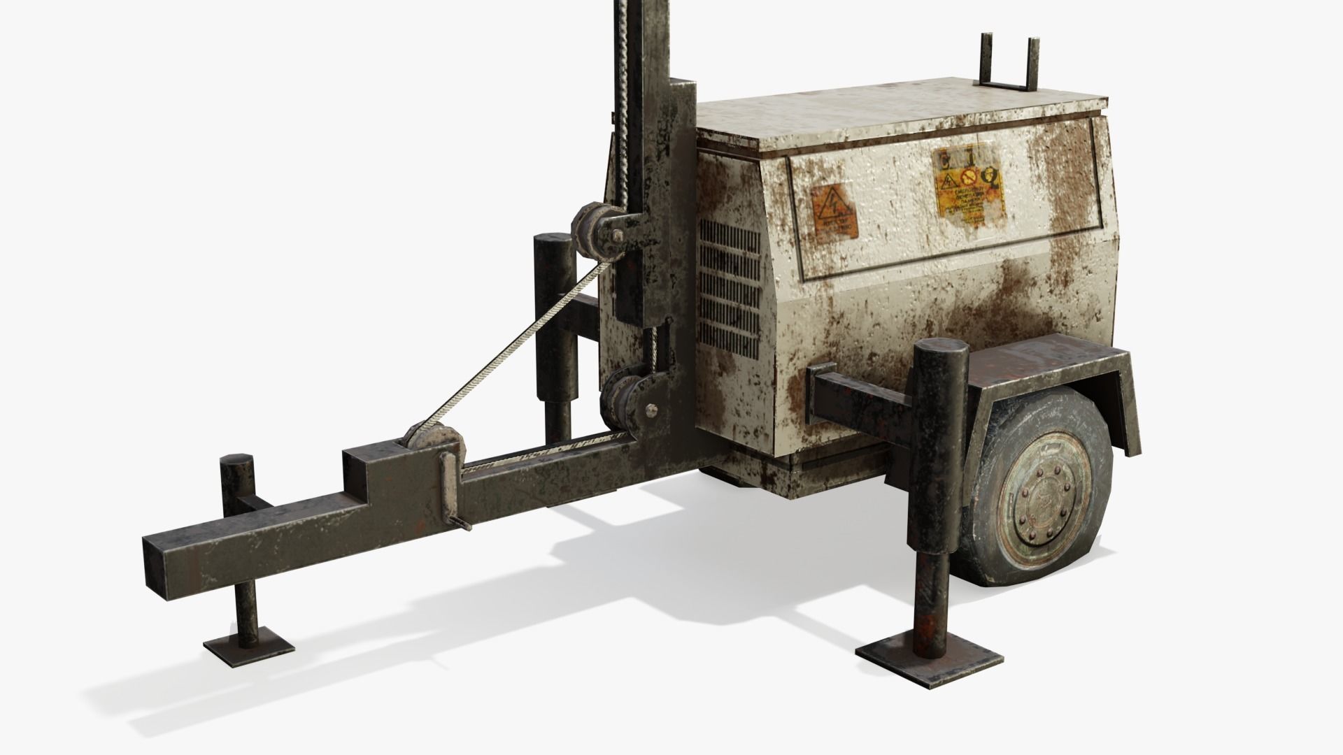 Old Light Generator Low-poly 3D model_5