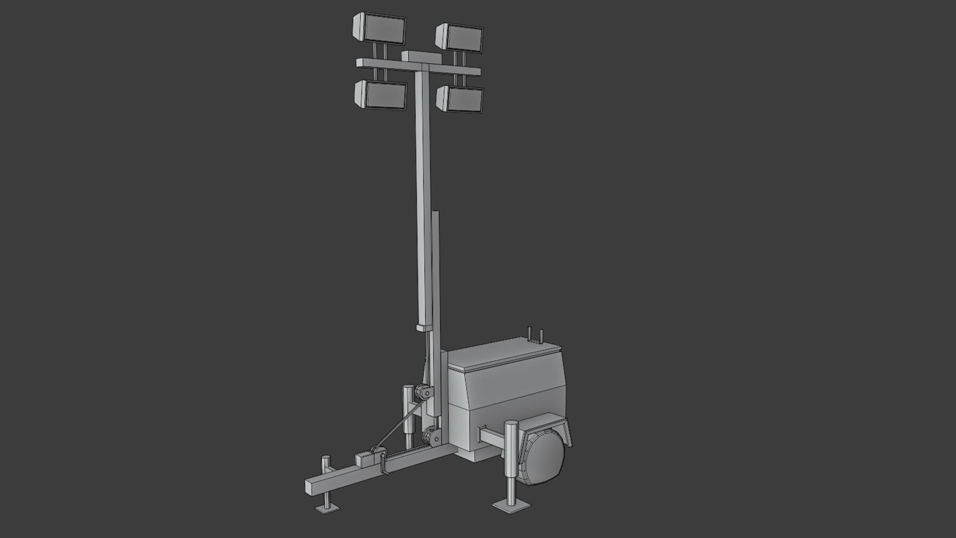 Old Light Generator Low-poly 3D model_7