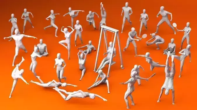 31 Sport and Outdoors Activities People Minimalist Low-poly 3D model