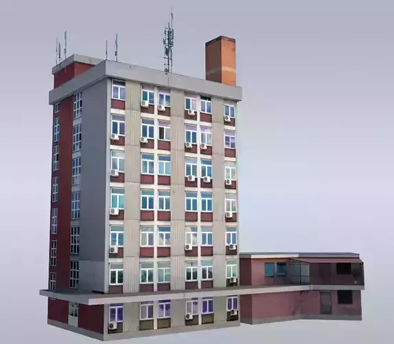 Communist administrative building Low-poly 3D model