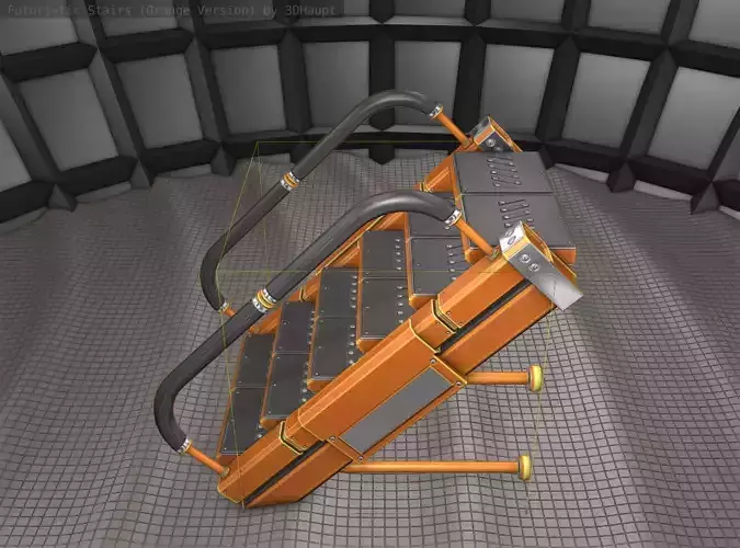 Sci-Fi Stairs - 5 - Orange Version  Low-poly 3D model