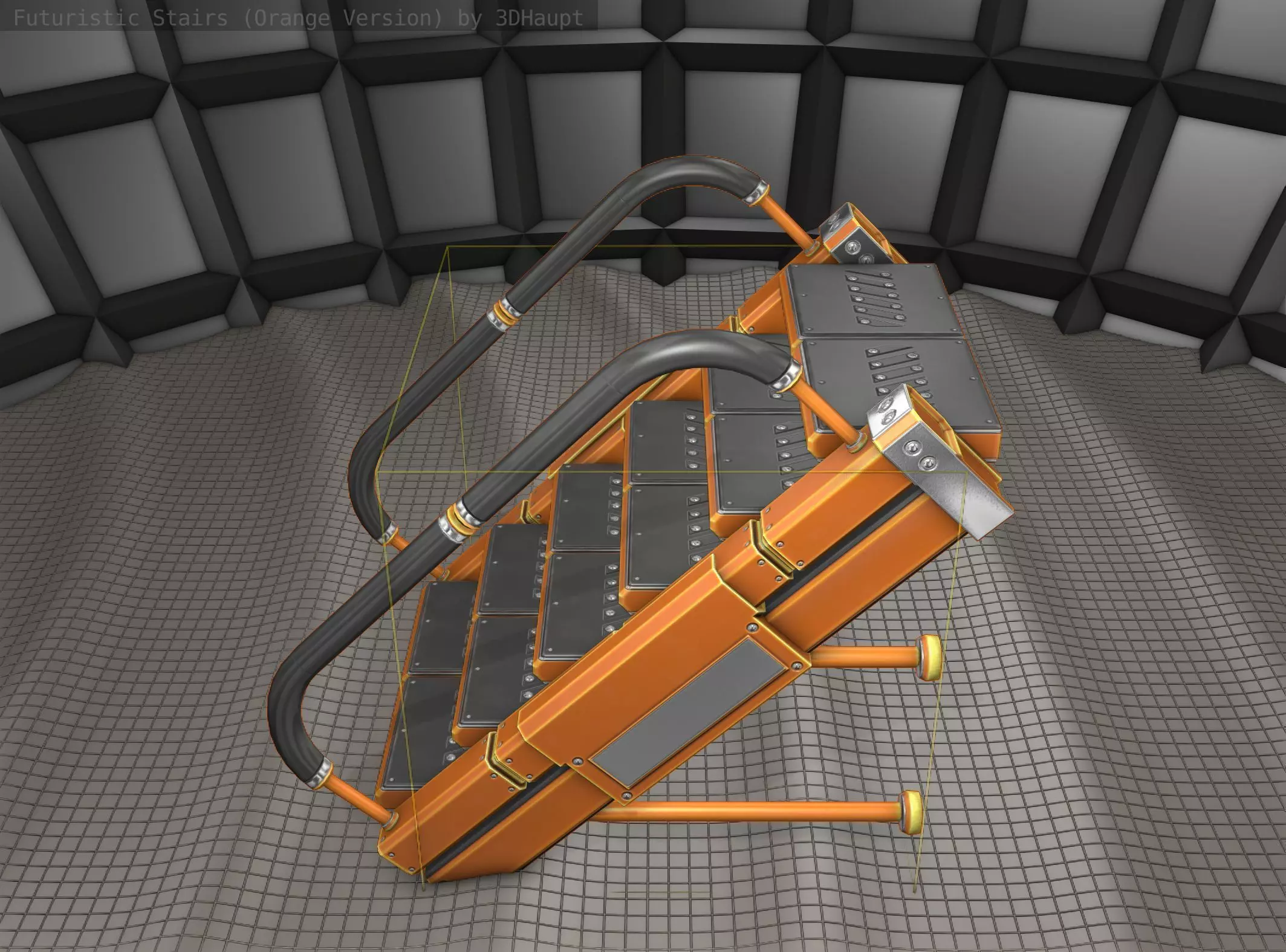 Sci-Fi Stairs - 5 - Orange Version  Low-poly 3D model_0