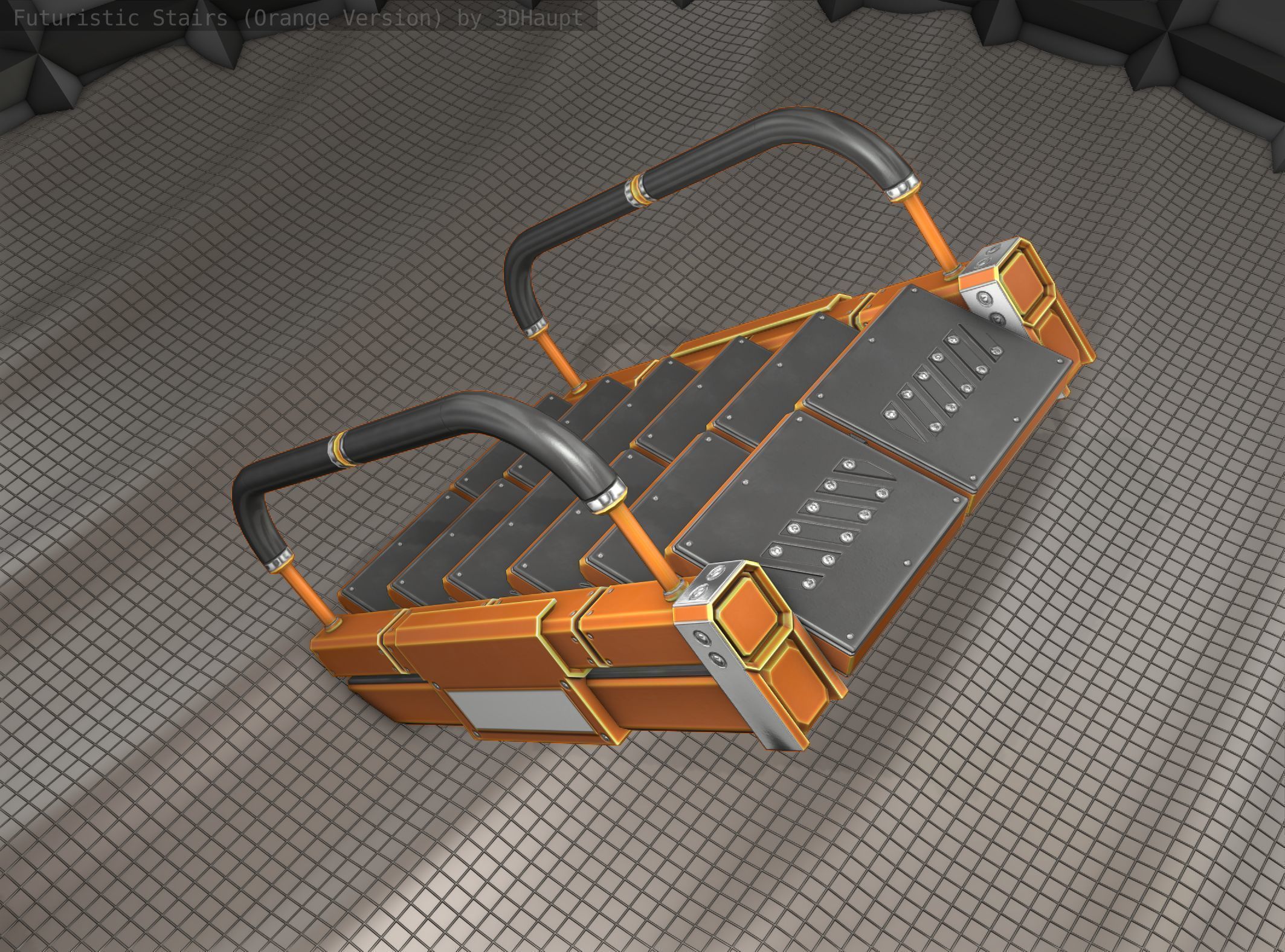 Sci-Fi Stairs - 6 - Orange Version Low-poly 3D model_17