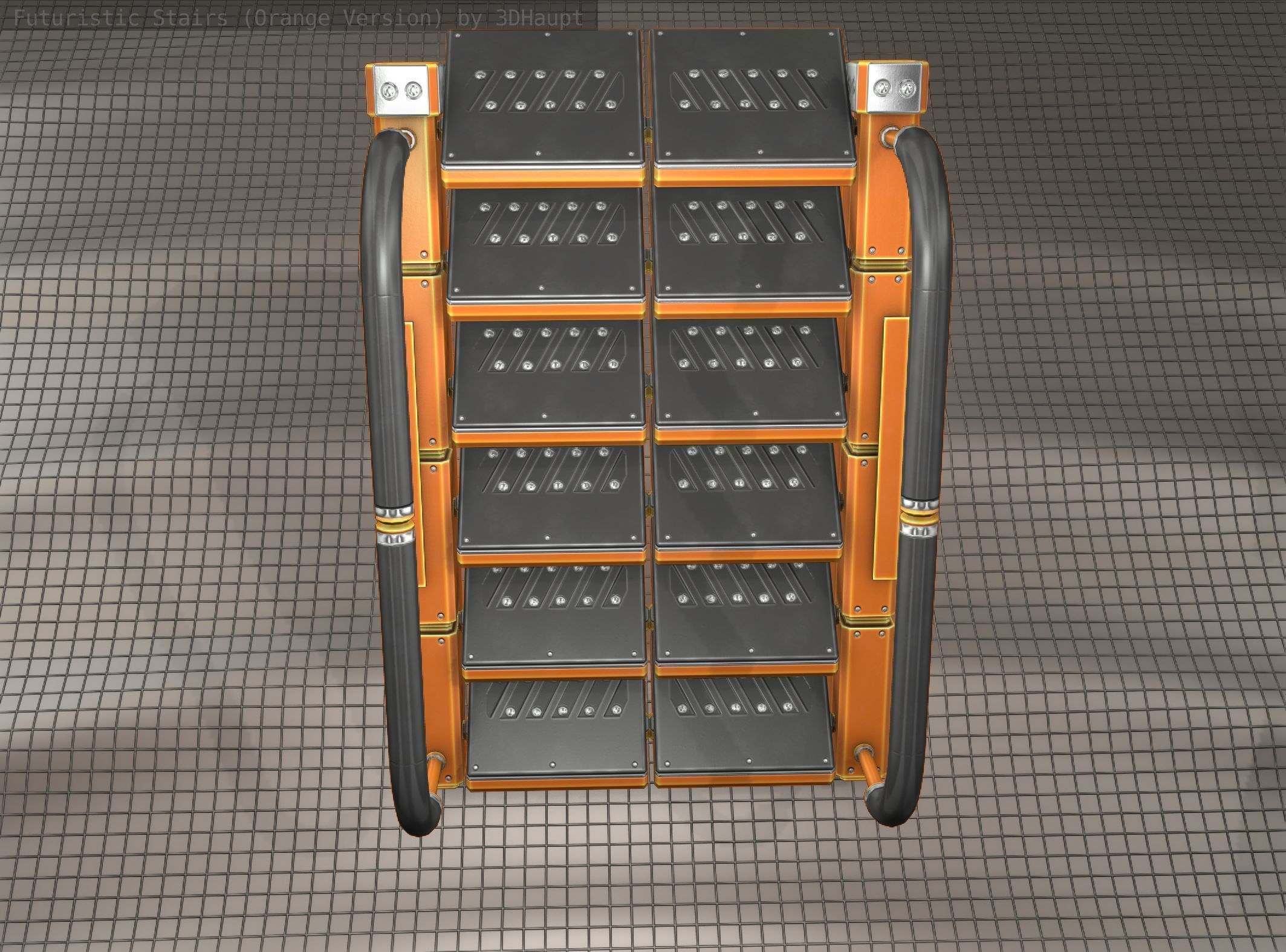 Sci-Fi Stairs - 6 - Orange Version Low-poly 3D model_15