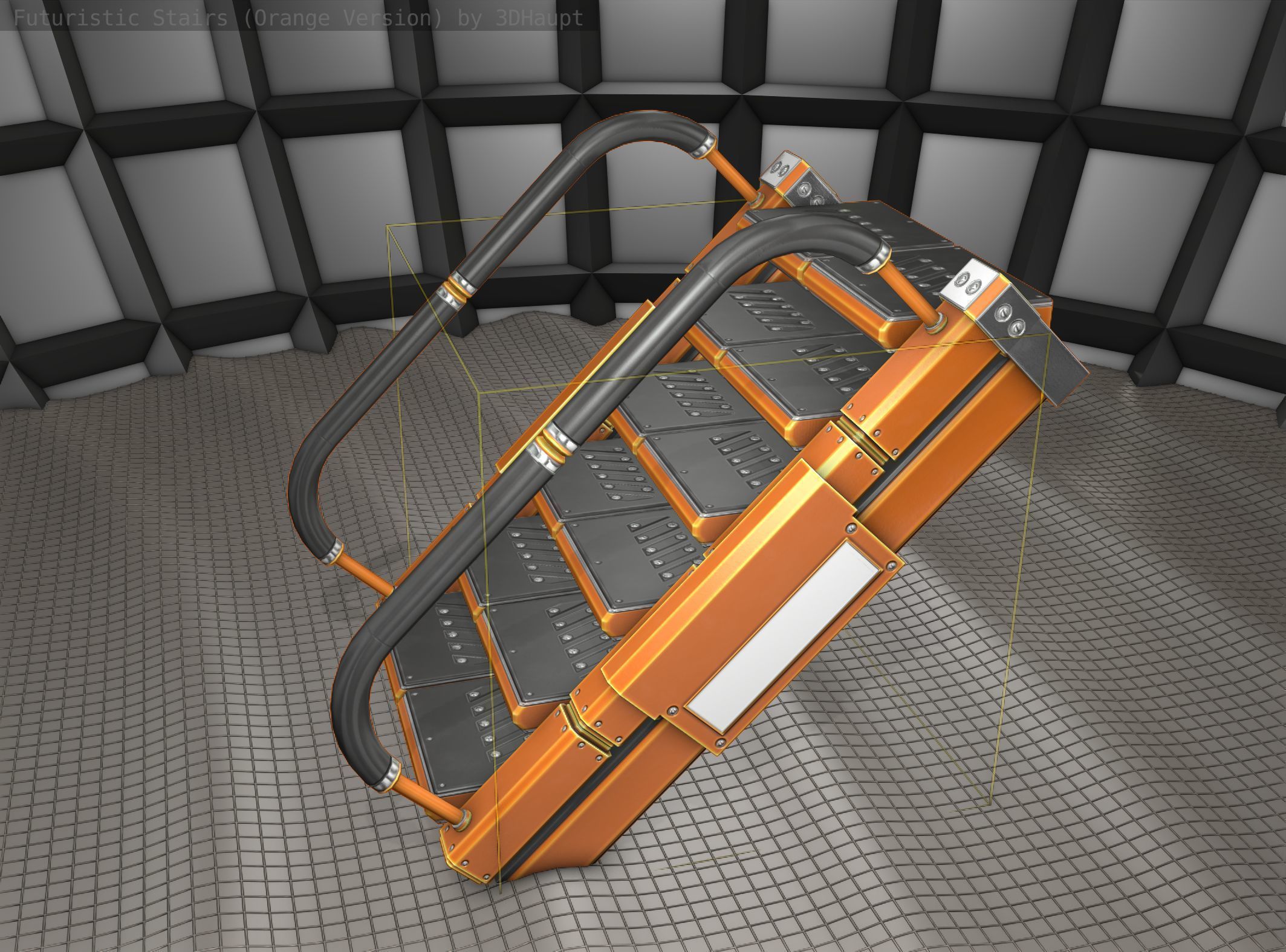 Sci-Fi Stairs - 6 - Orange Version Low-poly 3D model_24