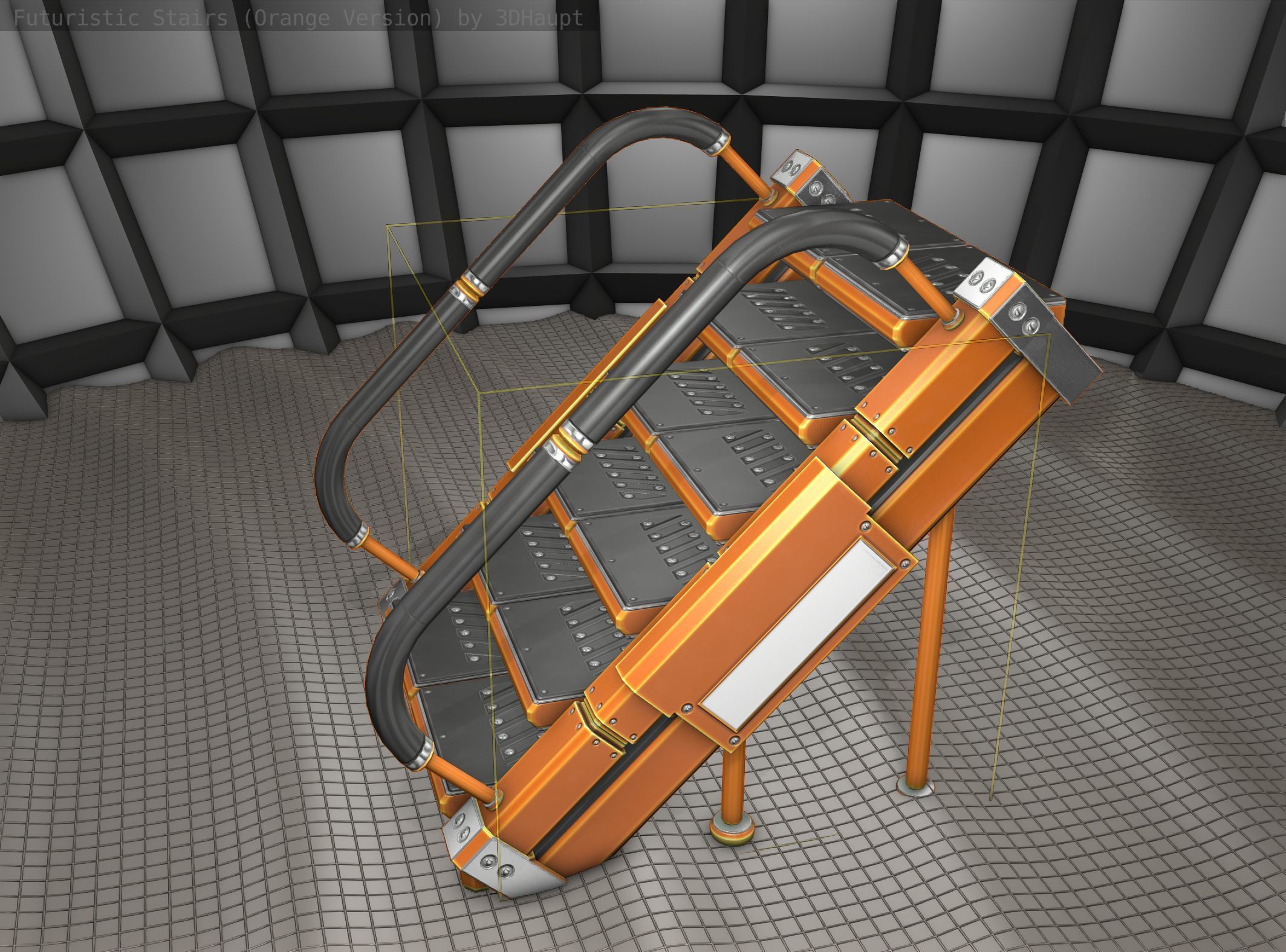 Sci-Fi Stairs - 8 - Orange Version Low-poly 3D model_24