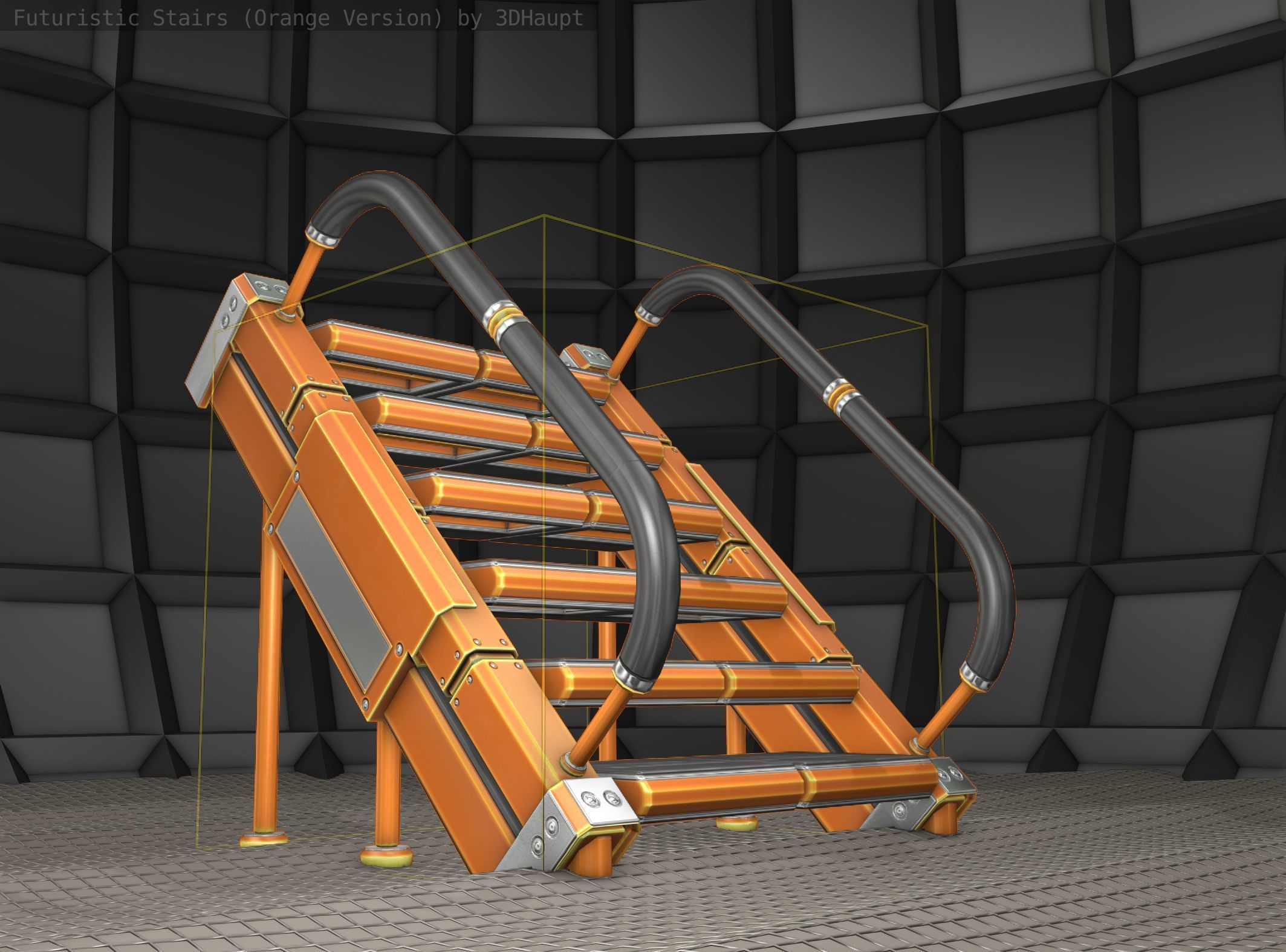 Sci-Fi Stairs - 8 - Orange Version Low-poly 3D model_22