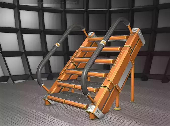 Sci-Fi Stairs - 8 - Orange Version