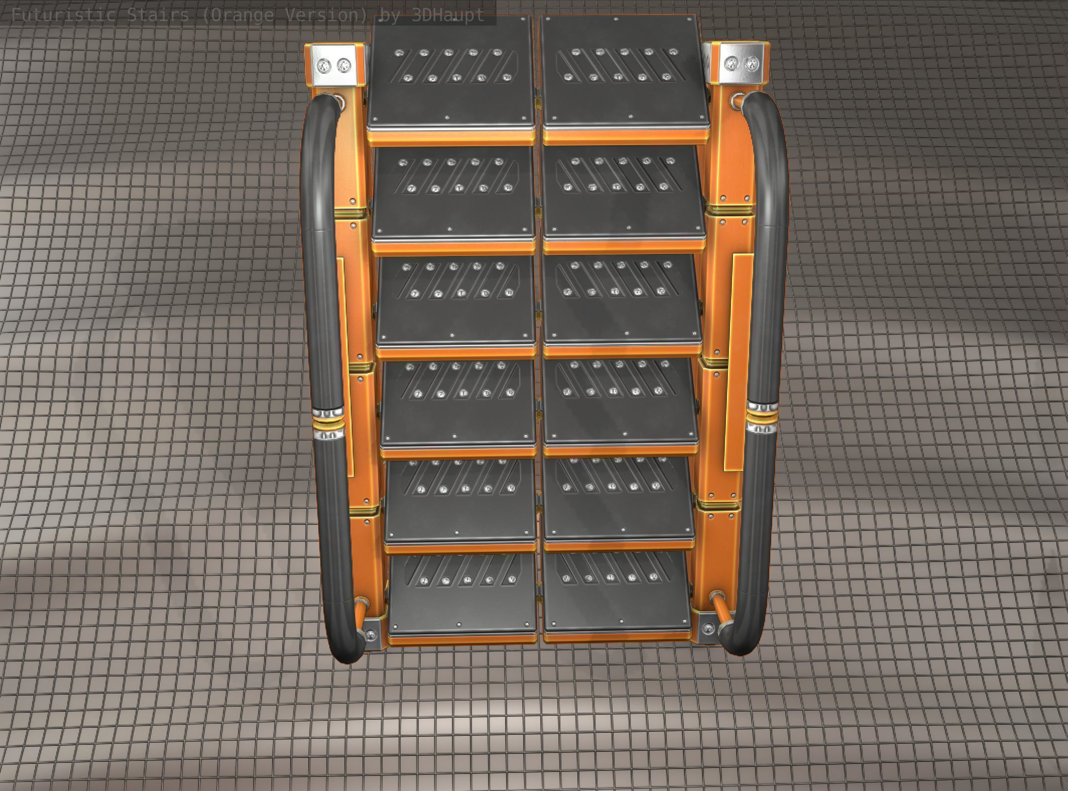 Sci-Fi Stairs - 8 - Orange Version Low-poly 3D model_15