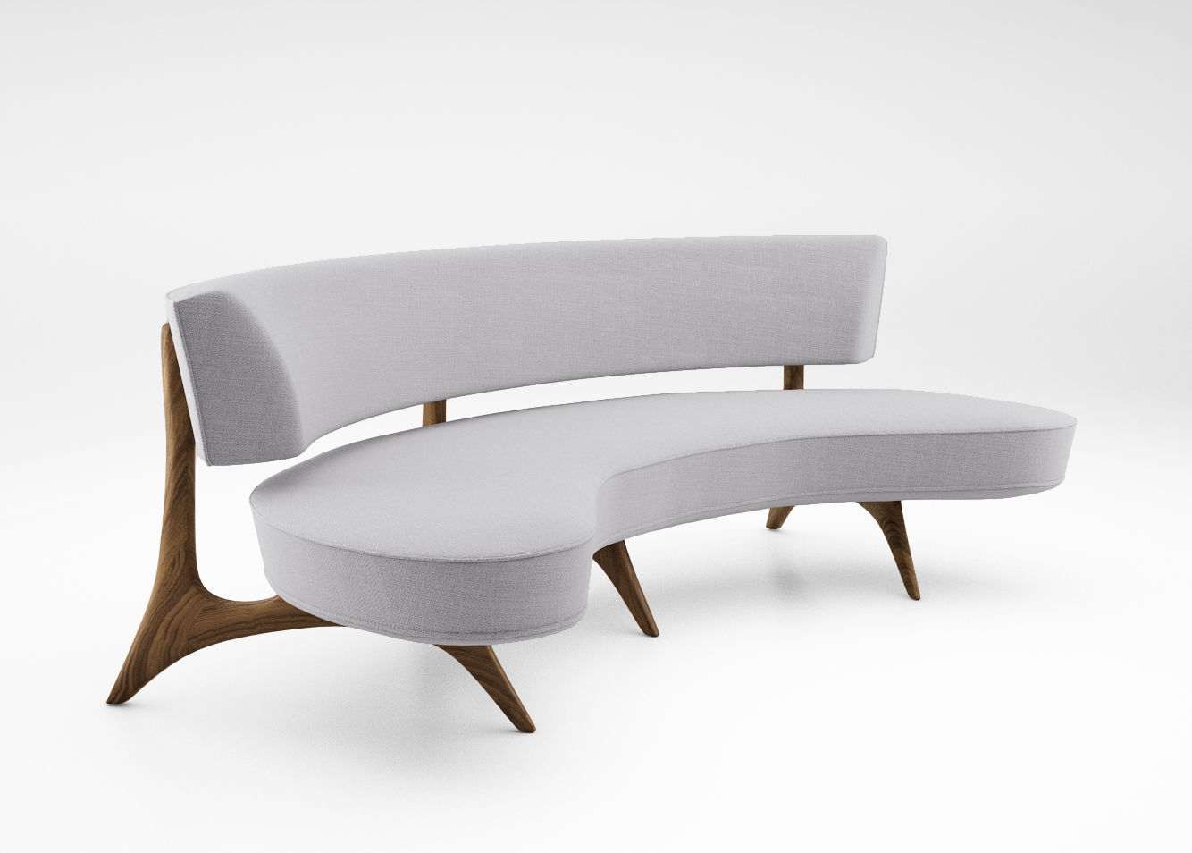 Vladimir Kagan Floating curved sofa model 176sc 3D model_1