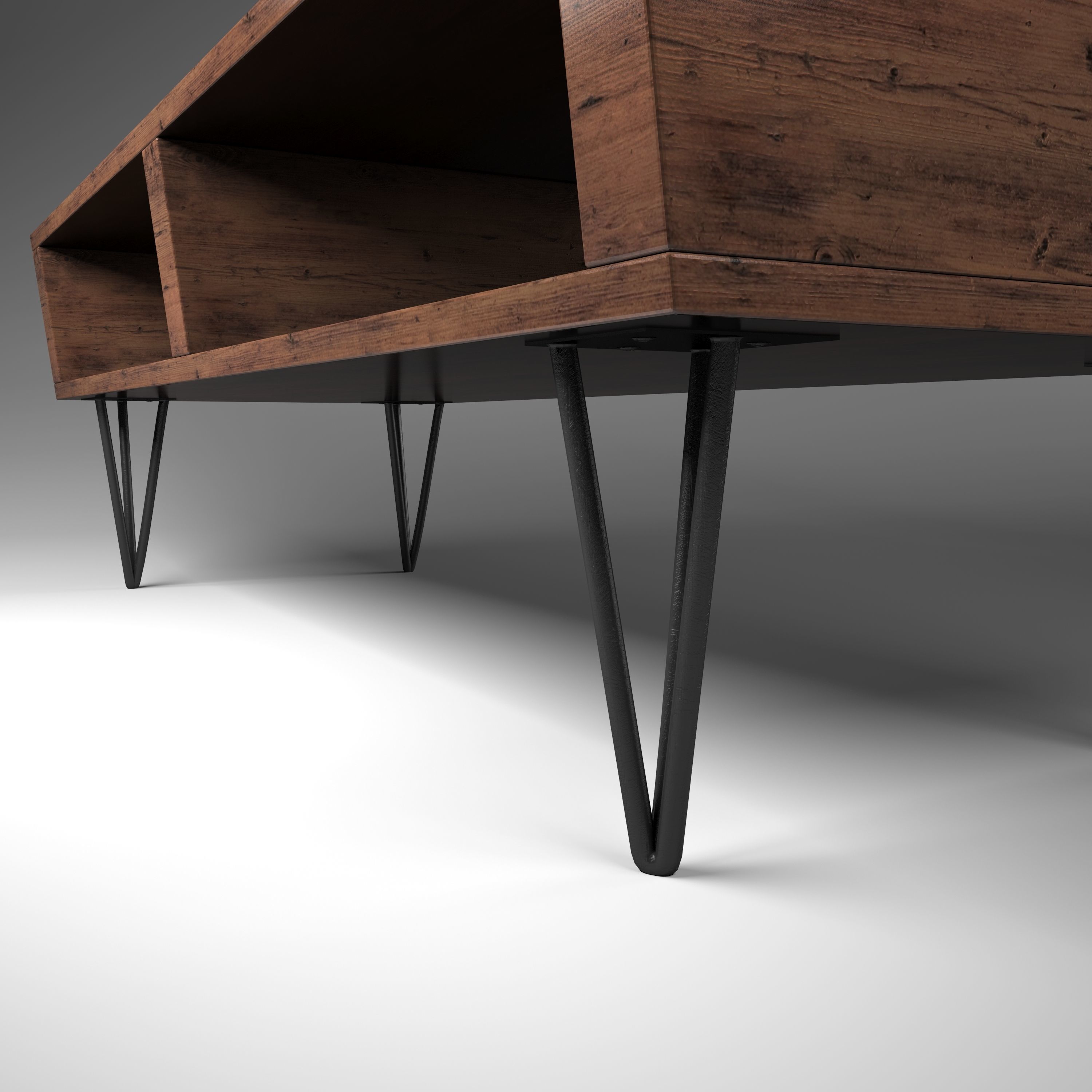 SIDEBOARD wooden console table with hairpin legs Free 3D model_4