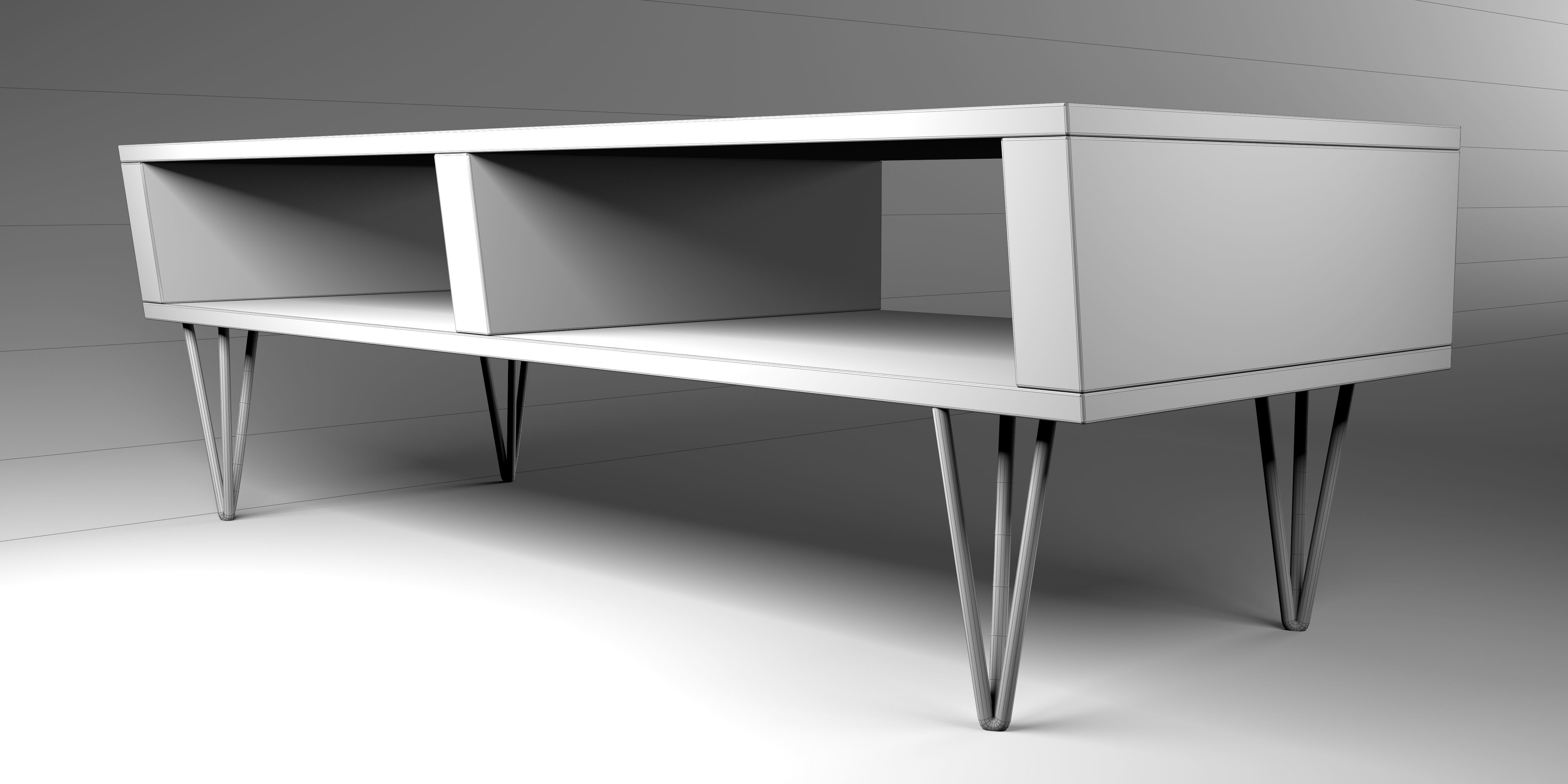 SIDEBOARD wooden console table with hairpin legs Free 3D model_1