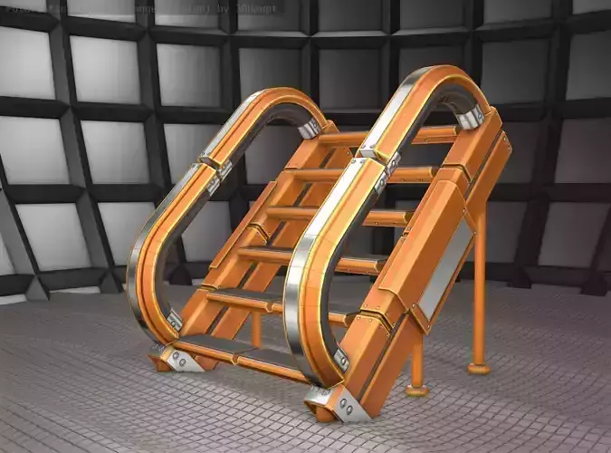Futuristic Stairs - 12 - Orange Textures