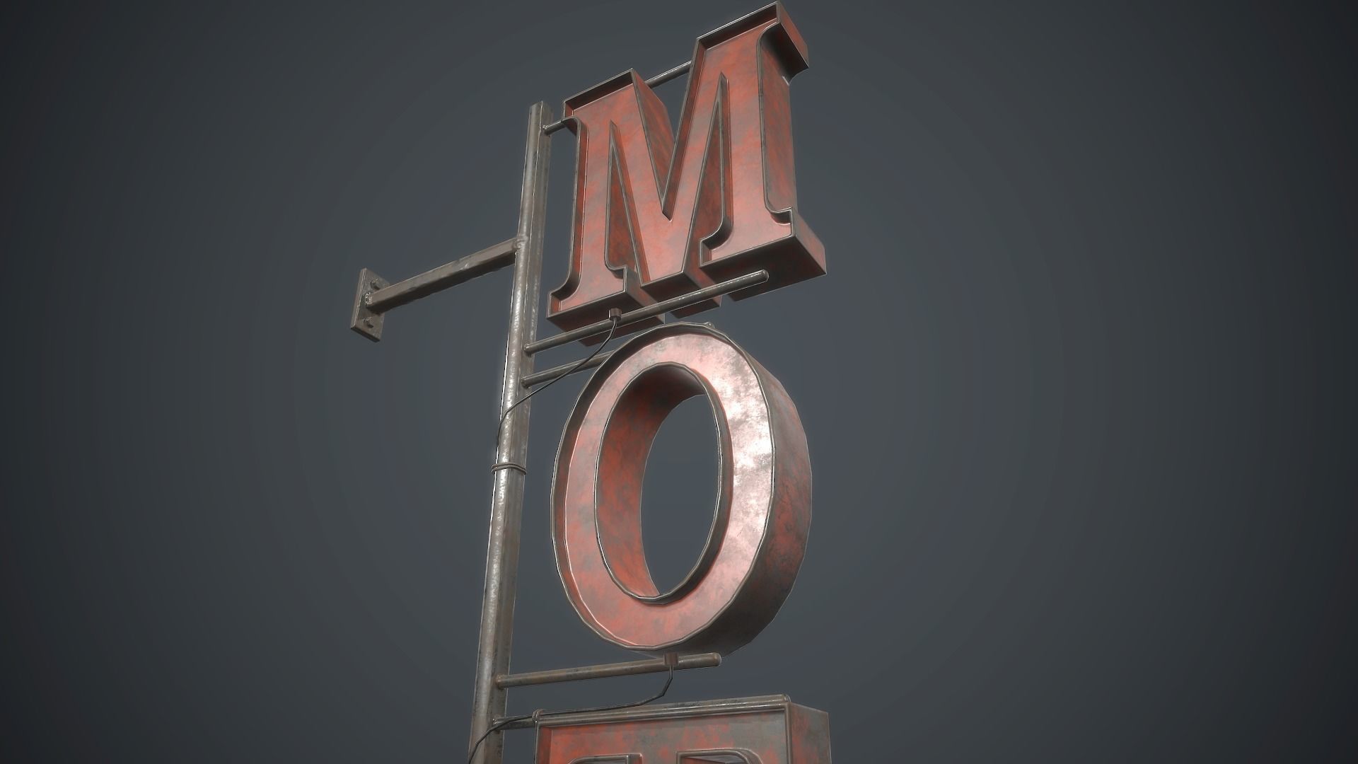  Old Metal Motel Sign PBR Game Ready Low-poly 3D model_15