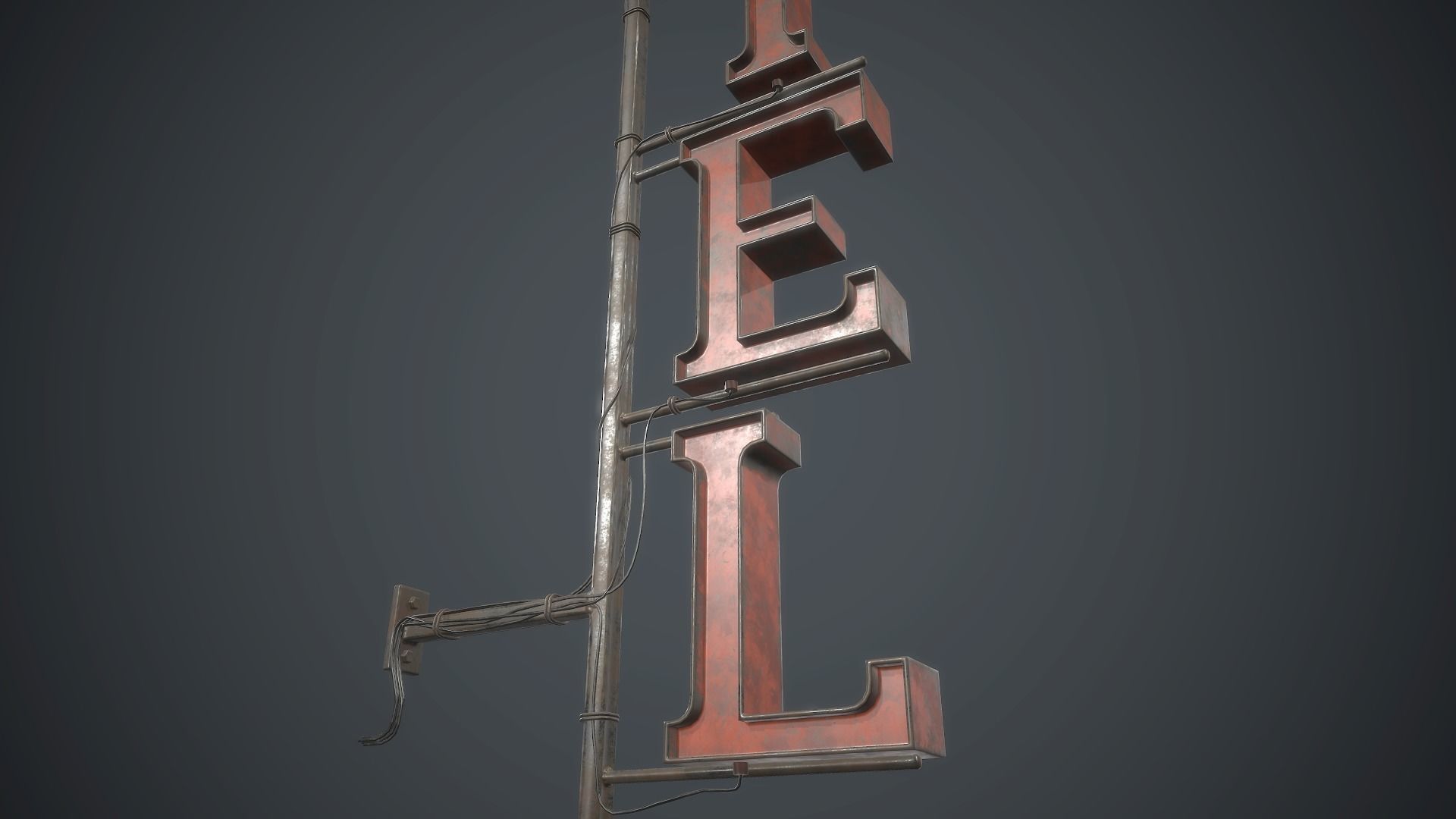  Old Metal Motel Sign PBR Game Ready Low-poly 3D model_16