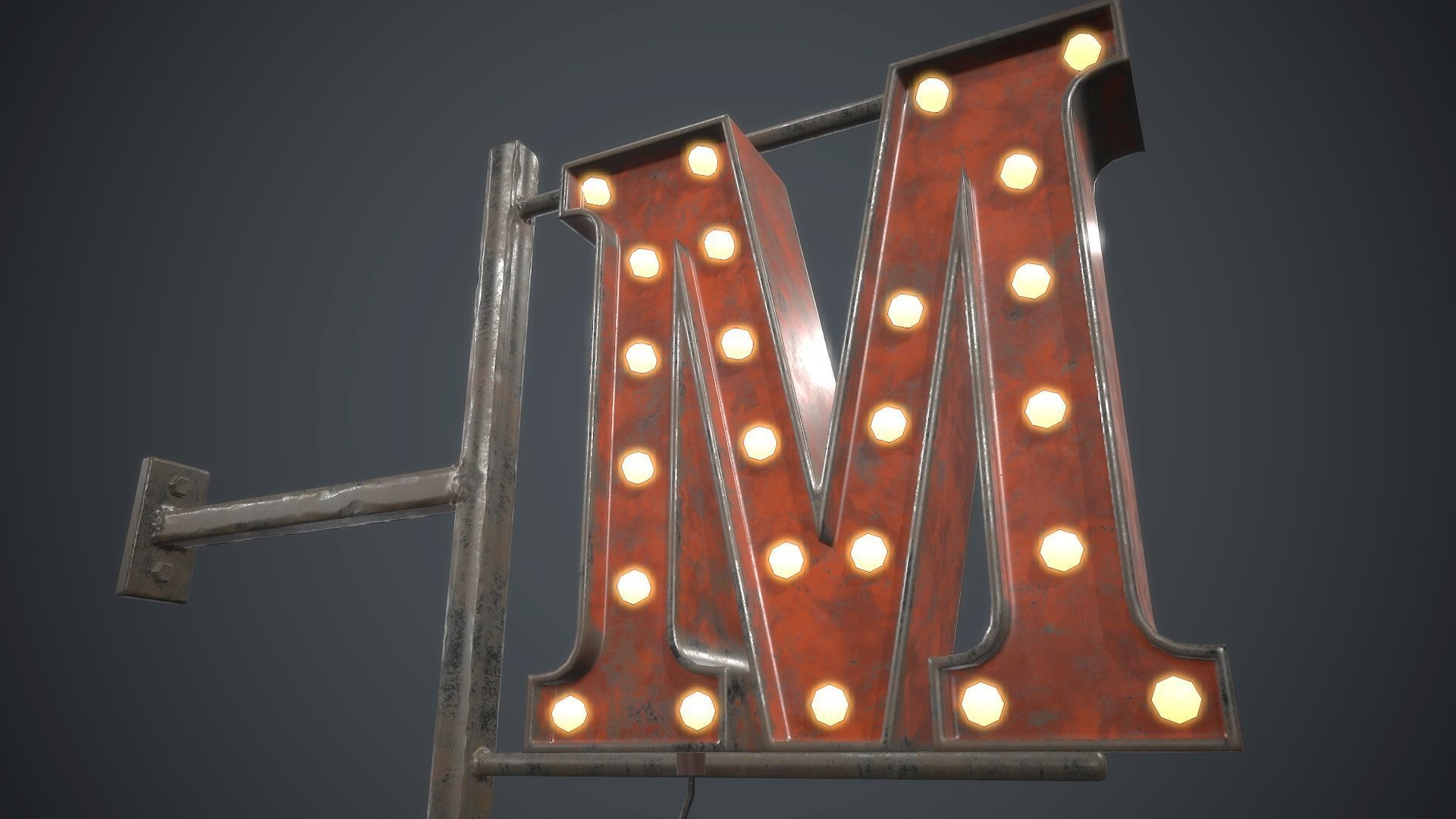  Old Metal Motel Sign PBR Game Ready Low-poly 3D model_9