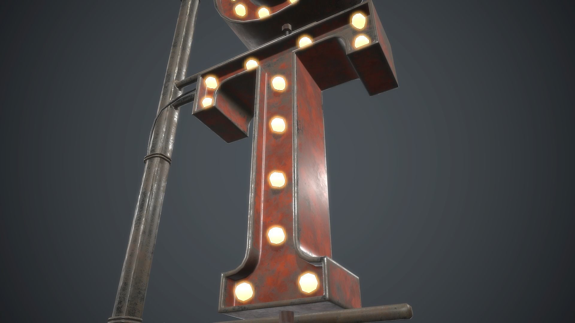  Old Metal Motel Sign PBR Game Ready Low-poly 3D model_11