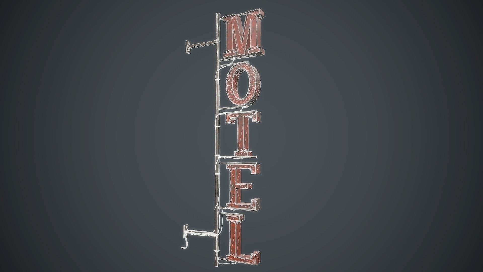  Old Metal Motel Sign PBR Game Ready Low-poly 3D model_17