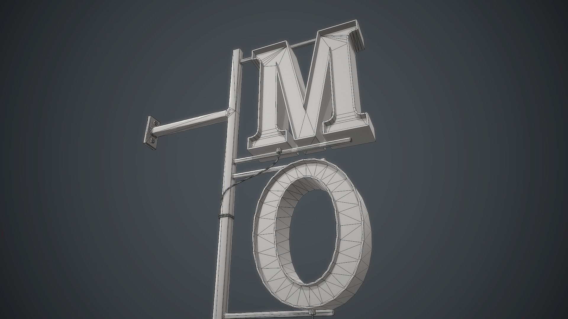  Old Metal Motel Sign PBR Game Ready Low-poly 3D model_18