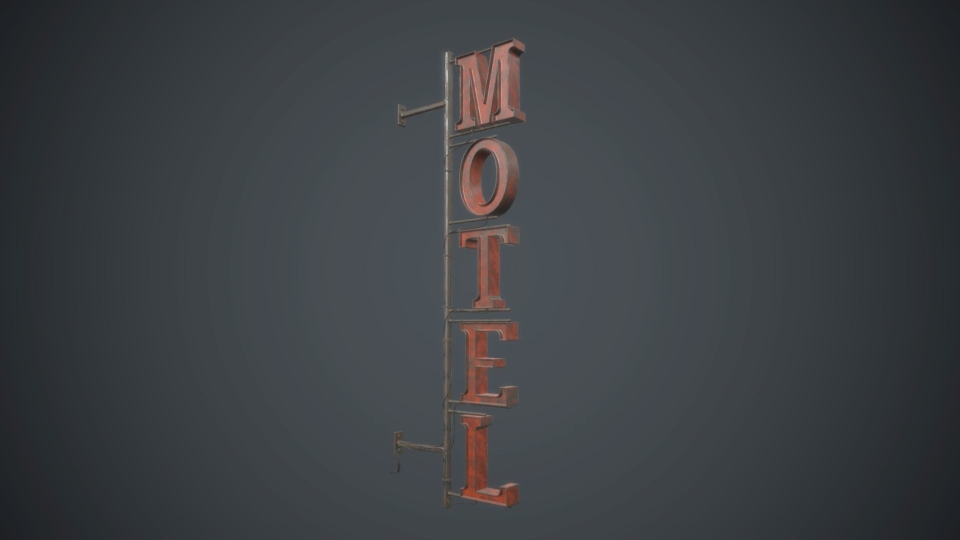  Old Metal Motel Sign PBR Game Ready Low-poly 3D model_14