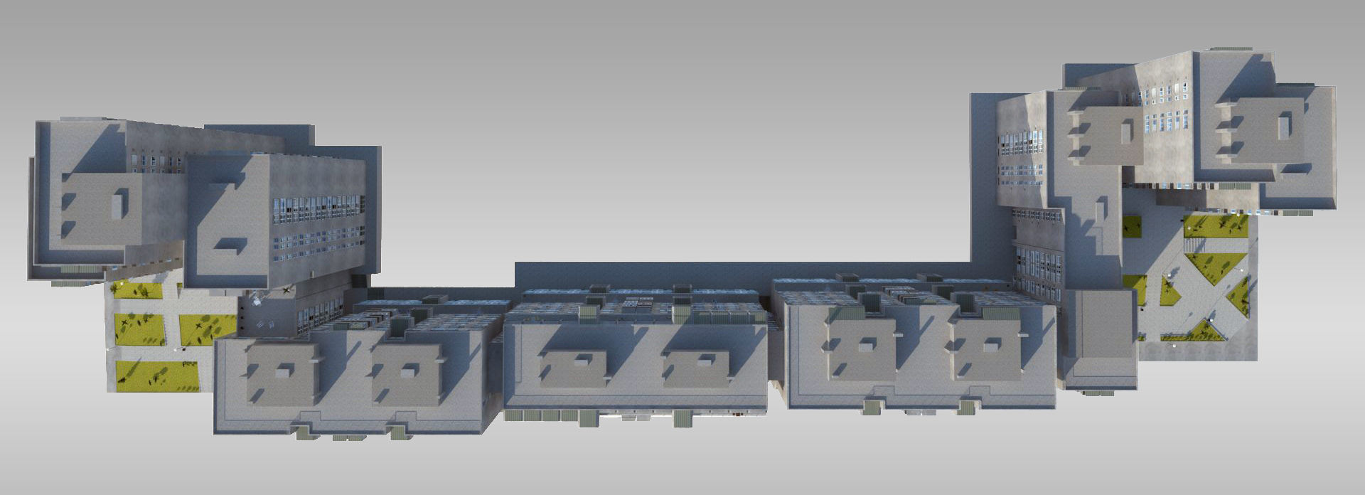 Brutalist Residential Complex Low-poly 3D model_9