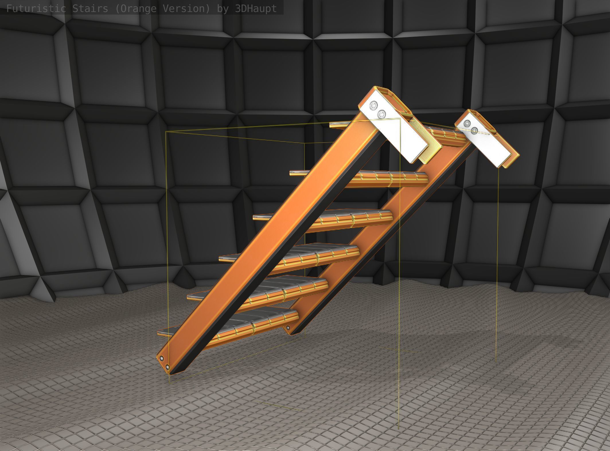 Sci-Fi Stairs - 14 - Orange Version Low-poly 3D model_10