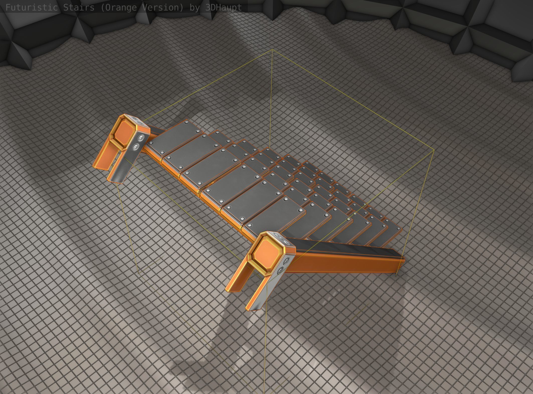 Sci-Fi Stairs - 14 - Orange Version Low-poly 3D model_18