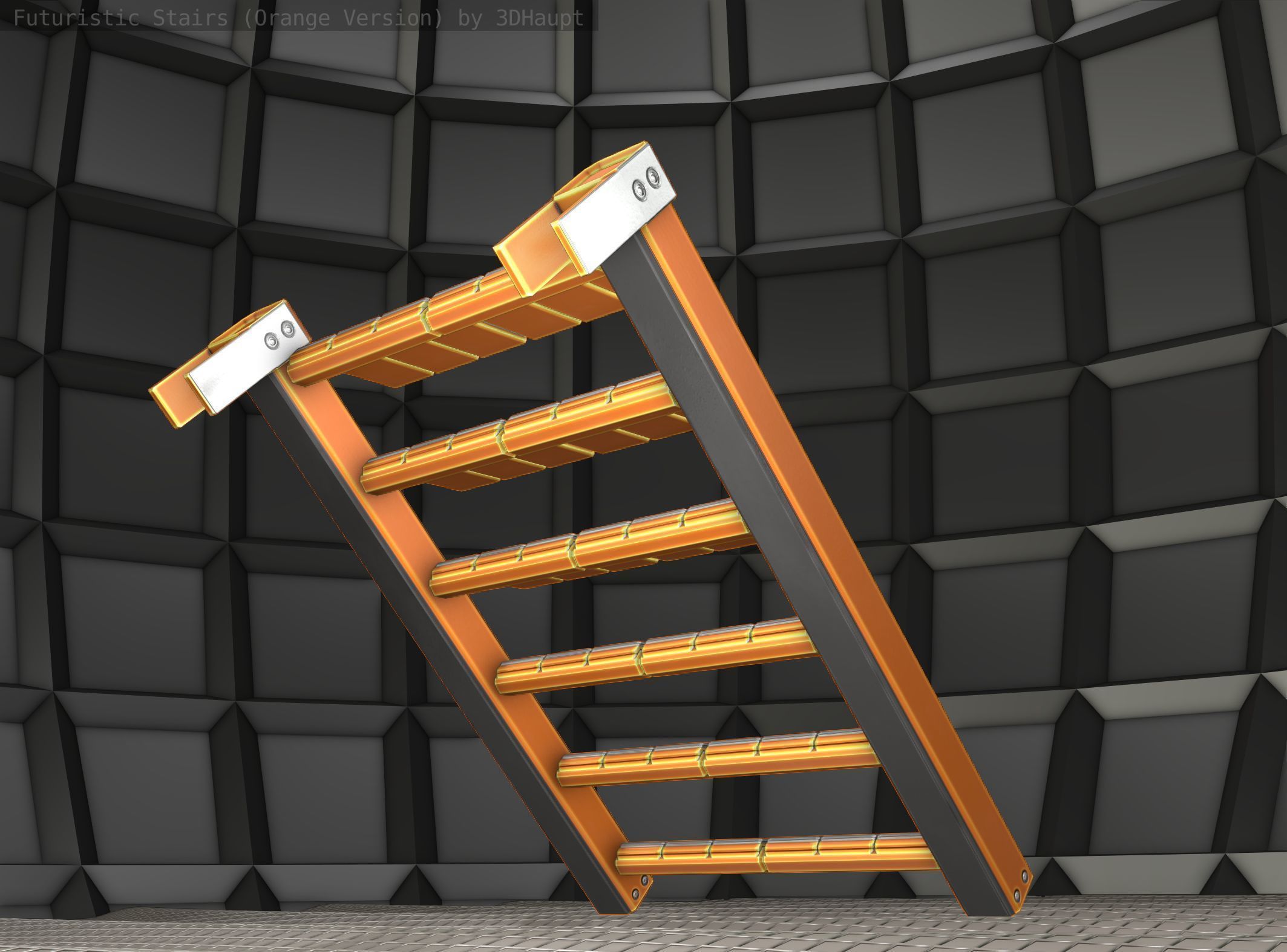 Sci-Fi Stairs - 14 - Orange Version Low-poly 3D model_21